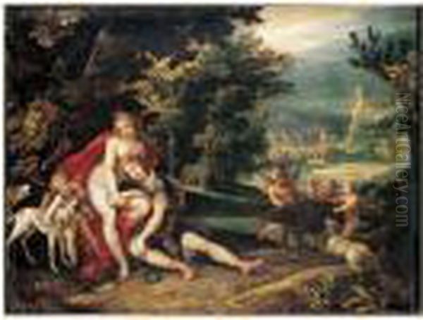 Venus Et Adonis Oil Painting by Giuseppe Cesari