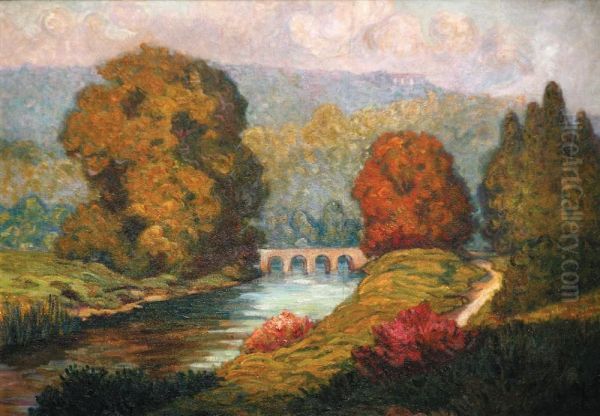 La Seine A Bougival Oil Painting by Maurice Chabas