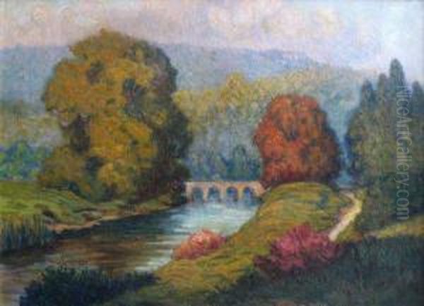 Bras De Seine A Bougival Oil Painting by Maurice Chabas