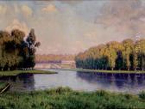 Plan D'eau A Versailles Oil Painting by Maurice Chabas