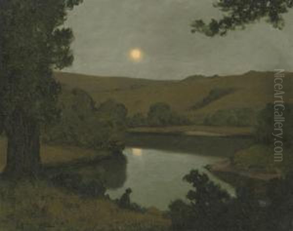 Au Clair De Lune Oil Painting by Maurice Chabas