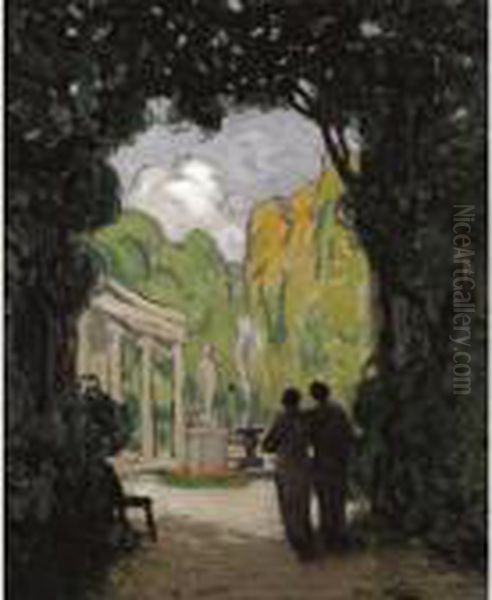 Deux Femmes Dans Un Parc Oil Painting by Maurice Chabas