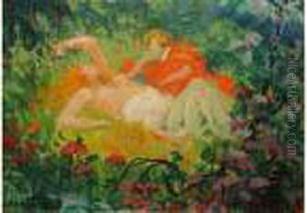 Les Deux Amies Oil Painting by Maurice Chabas