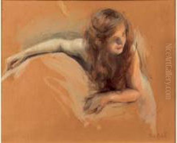 Jeune Femme Rousse Accoudee Oil Painting by Paul Chabas