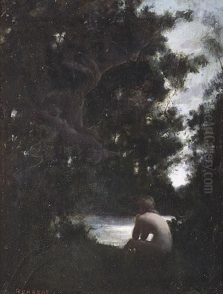 Nude Bather By A Forest Pond Oil Painting by Paul Chabas