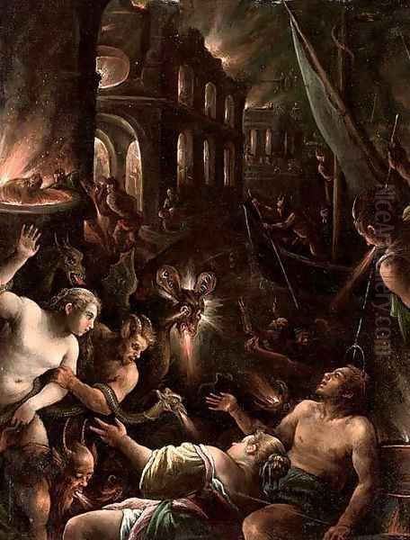 Hell Oil Painting by Leandro Bassano