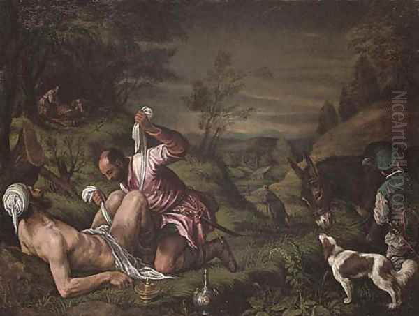 The Good Samaritan Oil Painting by Leandro Bassano