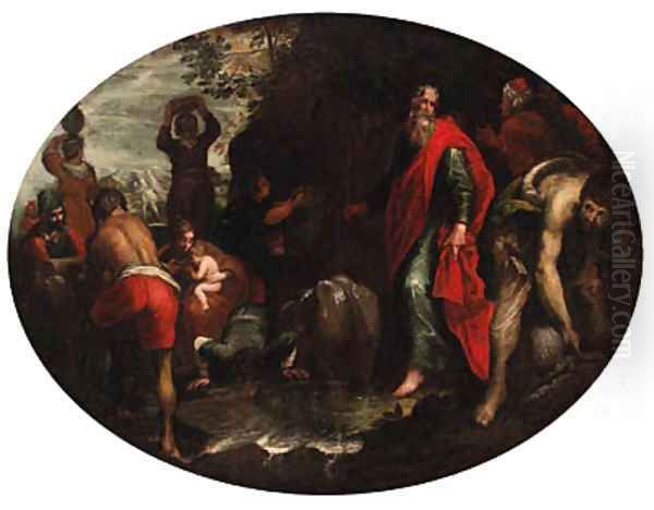 Moses striking the Rock Oil Painting by Leandro Bassano