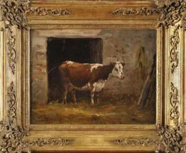 Vaches Devant L'etable Oil Painting by Jean-Ferdinand Chaigneau