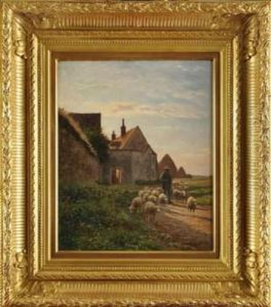 Le Pere Chicoree Sortant De La Ferme Oil Painting by Jean-Ferdinand Chaigneau