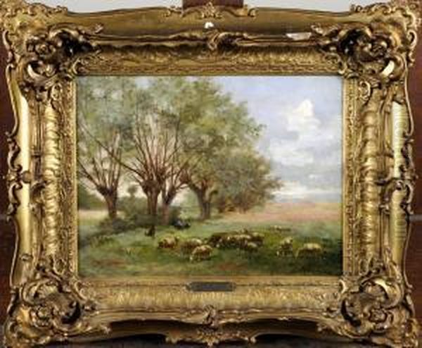 Paysage Avec Moutons Oil Painting by Jean-Ferdinand Chaigneau