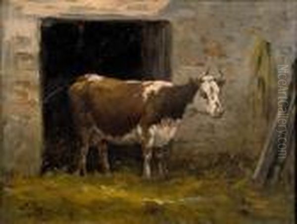 Vache Sortant De L'etable Oil Painting by Jean-Ferdinand Chaigneau