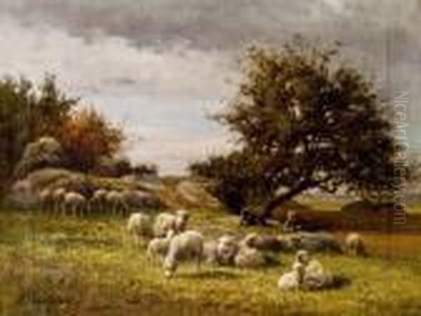 Schafherde Oil Painting by Jean-Ferdinand Chaigneau