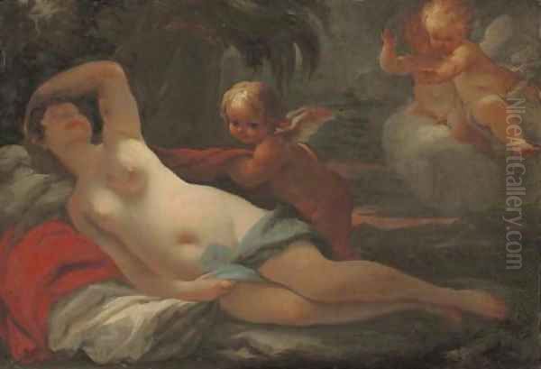 Venus and Cupid with putti Oil Painting by Matteo Bonecchi