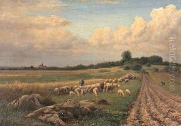 Le Pere Chicore Dans La Plaine Dechailly Oil Painting by Jean-Ferdinand Chaigneau