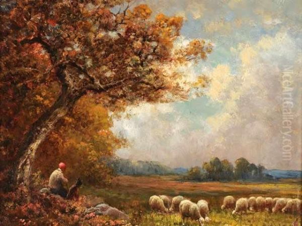  Les Moutons, Plaine Dechailly  Oil Painting by Paul Chaigneau