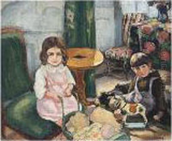 Challie, -, Jeux D'enfants, 
Signed; Signed Twice On The Stretcher, Oil On Canvas, 54 By 64.2 Cm., 21
 1/4 By 25 1/4 In Oil Painting by Jean Laurent Challie