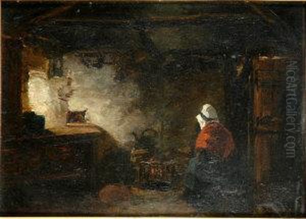 Highland Interior Oil Painting by George-Paul Chalmers