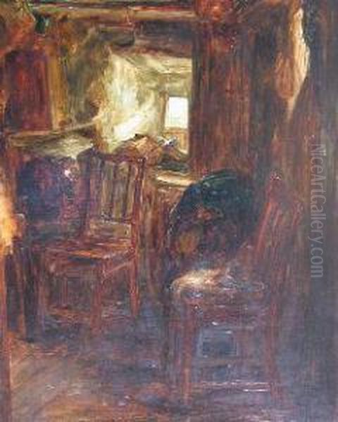 A Cottage Interior Oil Painting by George-Paul Chalmers