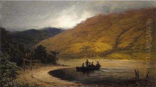 Anglers On A Loch Oil Painting by George-Paul Chalmers