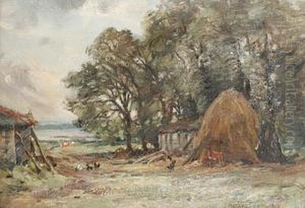 Farmyard Scene Oil Painting by Hector Chalmers