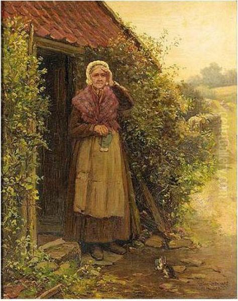 The Cottage Door Oil Painting by Hector Chalmers