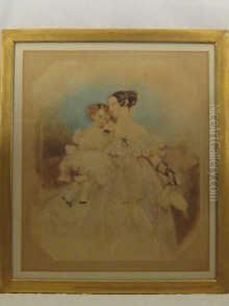 Mrs. Henry Bathurst And Son Oil Painting by Alfred-Edward Chalon