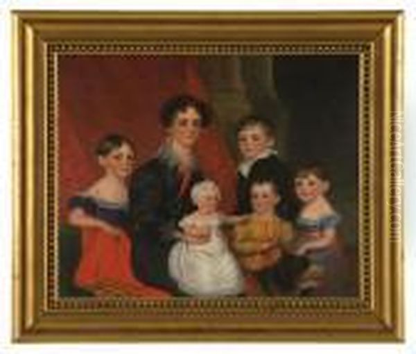 Mrs. Robert Ibbetson And Family. Oil Painting by Alfred-Edward Chalon