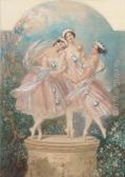 Ballerinas Of The Last Century Oil Painting by Alfred-Edward Chalon