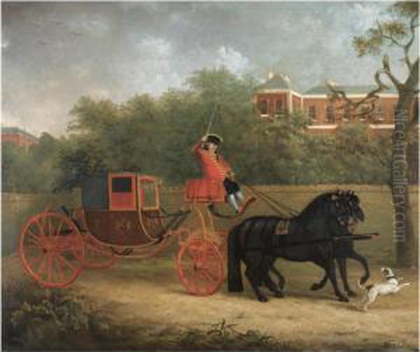 Portrait Of His Majesty's State Coach Horses Oil Painting by Henry Bernard Chalon