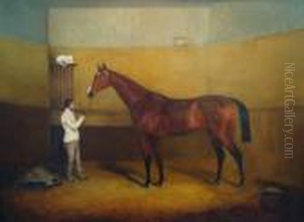 'col. Anson's Attila, Winner Of The Derby 1842 With W. Scott' Oil Painting by Henry Bernard Chalon