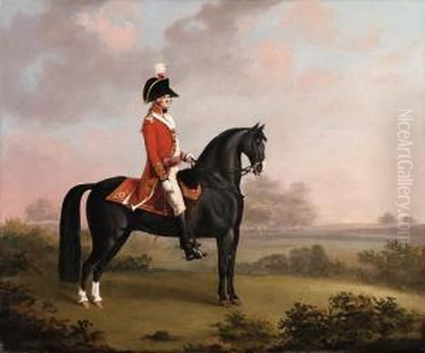 An Officer Of The First Guard On Horseback In A Woodedlandscape Oil Painting by Henry Bernard Chalon