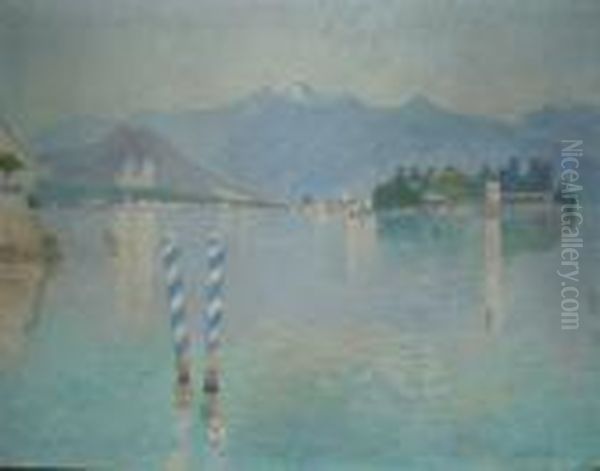 Le Lac Leman Oil Painting by Louis Chalon