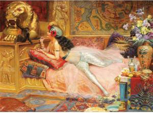 Odalisque Au Singe Oil Painting by Louis Chalon