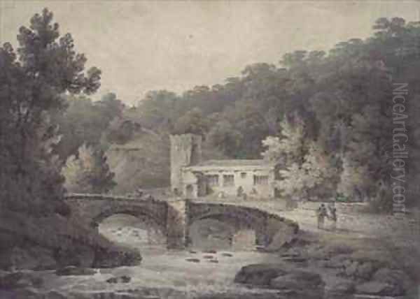 Church and Bridge, Hubberholme, Yorkshire Oil Painting by James Bourne