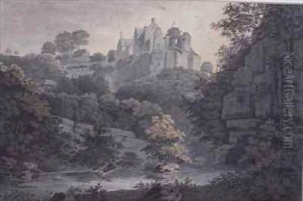 Hawthornden Castle near Edinburgh Oil Painting by James Bourne