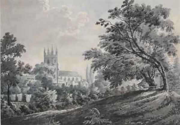 Croydon Church from Duppas Hill Terrace Oil Painting by James Bourne