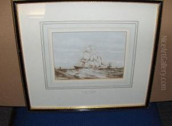 Sailing Vessel In Choppy Waters, Thought To Be Off Whitby Oil Painting by George Chambers