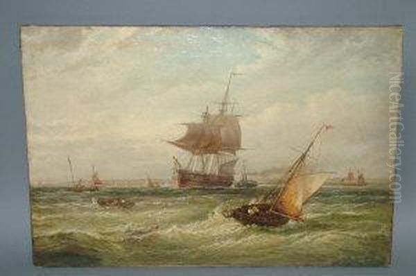 Merchantman Off Whitstable Oil Painting by George Chambers