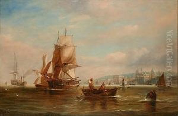 Shipping Off Greenwich Oil Painting by George Chambers