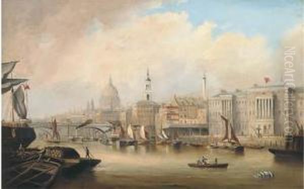 View Down The Thames Oil Painting by George Chambers