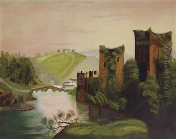 Castle Scene Oil Painting by Thomas Chambers