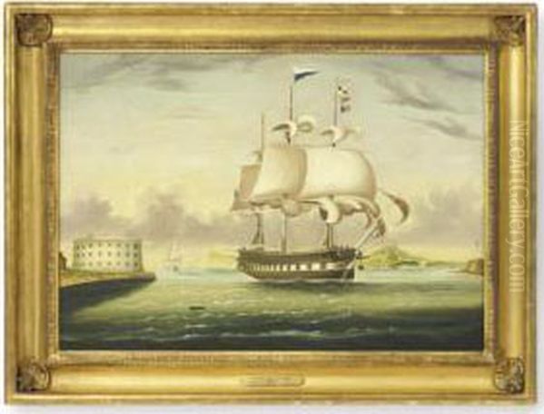 Packet Ship Oil Painting by Thomas Chambers