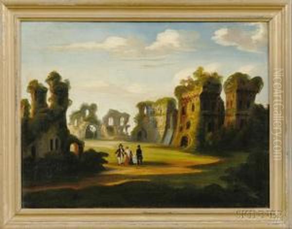 Figures In A Fantasy Of Ruins. Oil Painting by Thomas Chambers