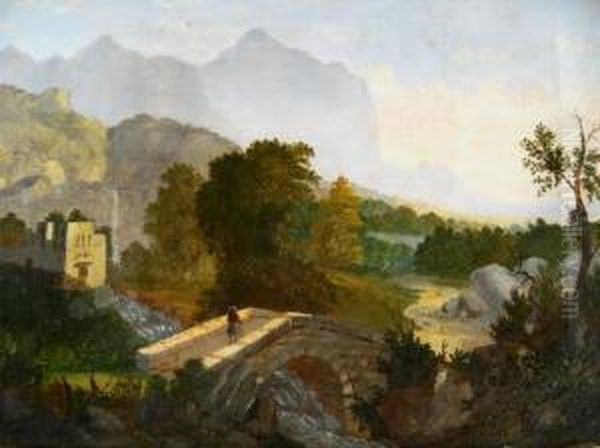 Hudson River Valley Oil Painting by Thomas Chambers