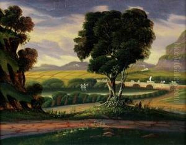 Landscape With Bridge Oil Painting by Thomas Chambers