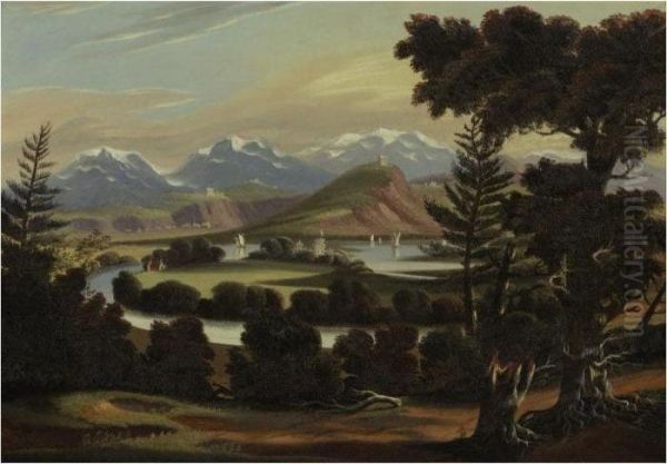 Imaginary Landscape: A Fanciful View Of The Hudson River Oil Painting by Thomas Chambers