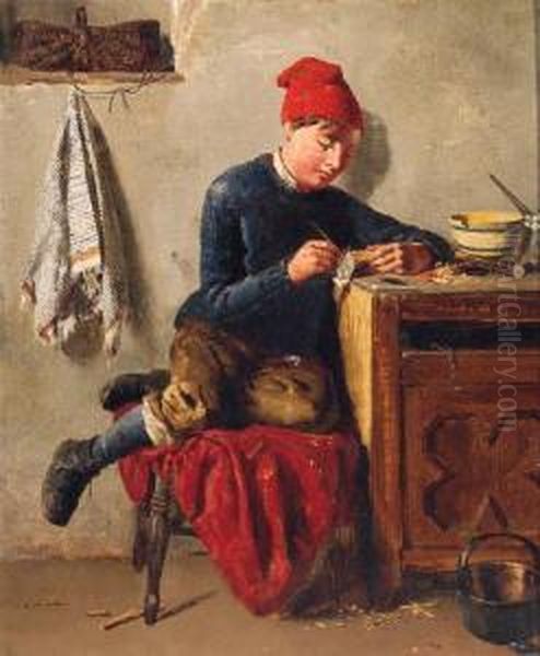 The Young Model Maker Oil Painting by Thomas Chambers