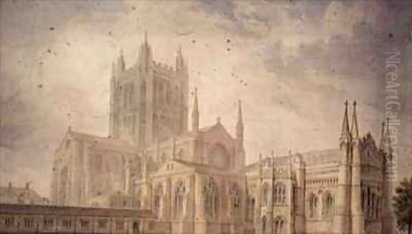 Hereford Cathedral Oil Painting by John Buckler