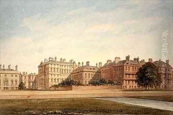 The Treasury and houses in Downing Street from St. James's Park Oil Painting by John Buckler